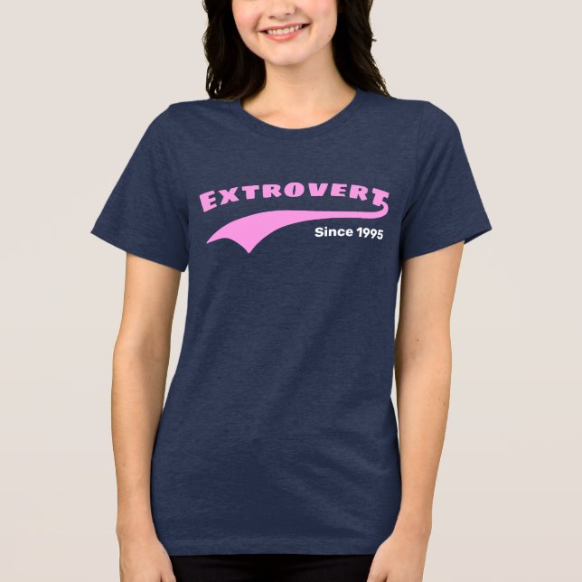 Camiseta Triblenda Tipografía Rosa Extrovertida Fecha Personalizado S (Anverso)