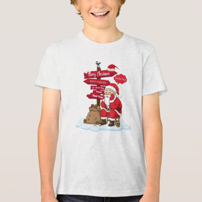 Camiseta Triblenda Tired Santa Kids Basic Funny Holiday Gift T-Shirt (Anverso)