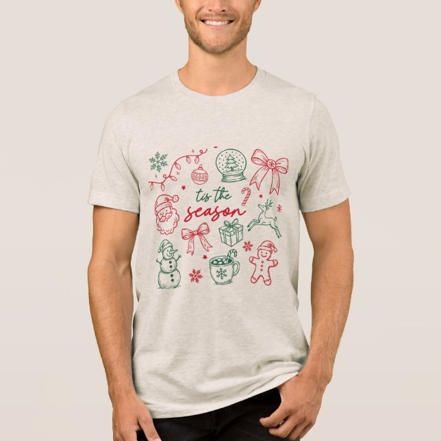 Camiseta Triblenda Tis the Season - Christmas Doodle (Anverso)