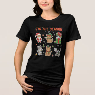 Camiseta Triblenda Tis The Season Cute Cat Squad Christmas Gift