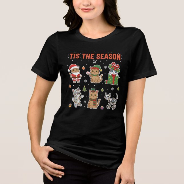 Camiseta Triblenda Tis The Season Cute Cat Squad Christmas Gift (Anverso)