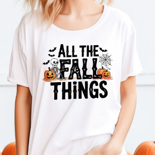 Camiseta Triblenda Todas las Cosas de Otoño Calabaza de Esqueleto de 