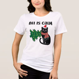 Camiseta Triblenda Todo está tranquilo Navidad Gato Negro Divertido