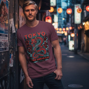 Camiseta Triblenda Tokyo Cyber Samurai Dragón Vintage Japonés Unisex
