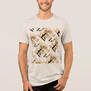 Camiseta Triblenda Tonos Beige Formas negras Grandes mosaicos Resumen