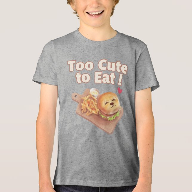 Camiseta Triblenda Too Cute to Eat: Smiling Bichon Burger Art (Anverso)