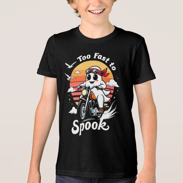 Camiseta Triblenda Too fast to spook - Geist auf Motorrad (Anverso)