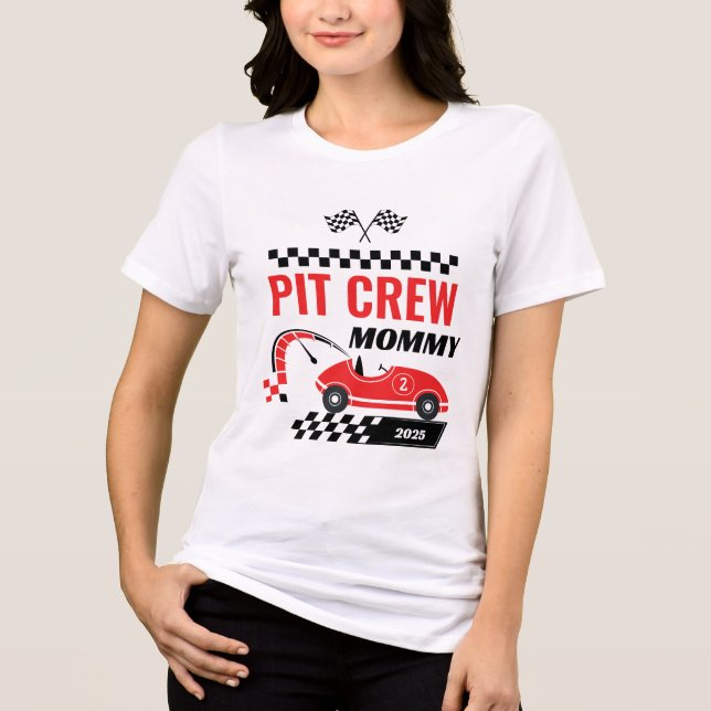 Camiseta Triblenda Torneo de pit de coche de carrera mami cumpleaños  (Anverso)