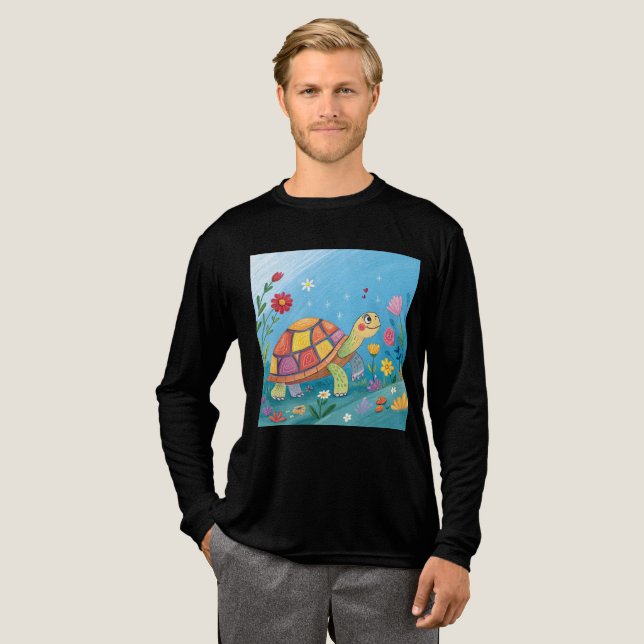 Camiseta Triblenda Tortuga bebé dibujada (Anverso Completo)