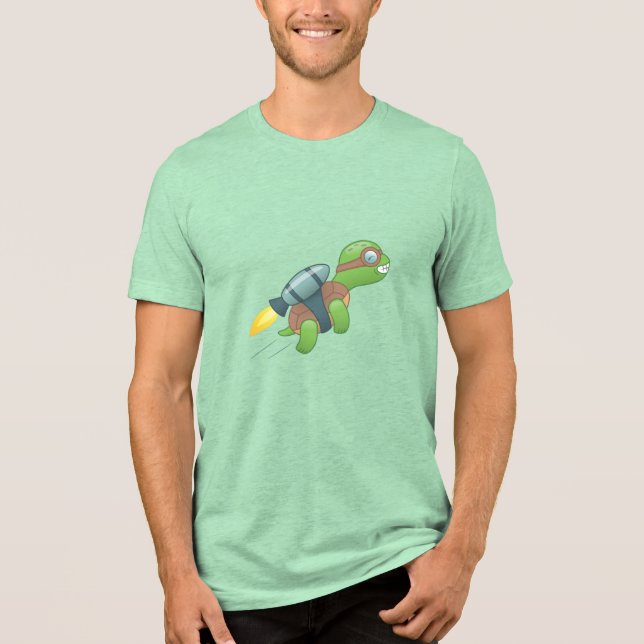 Camiseta Triblenda Tortuga voladora con mochila (Anverso)