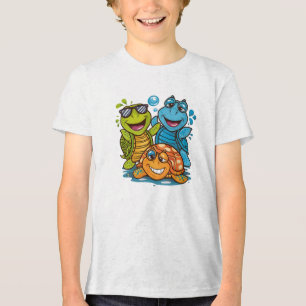 Camiseta Triblenda Tortugas Divertidas de Verano para Niños Diseño de