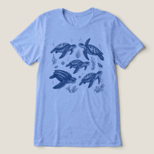 Camiseta Triblenda Tortugas Marinas Vintage Fauna Oceánica
