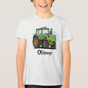 Camiseta Triblenda Tractor de Dinosaurio Lindo para Niños