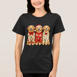 Camiseta Triblenda Traje de luces de Navidad para Golden Retriever