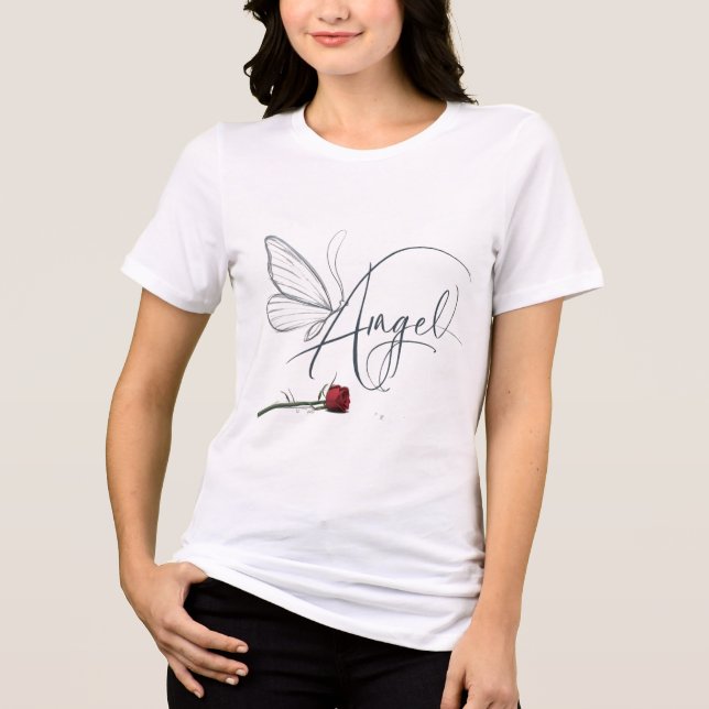 Camiseta Triblenda Transformación de mariposa en una señal Ángel eleg (Anverso)
