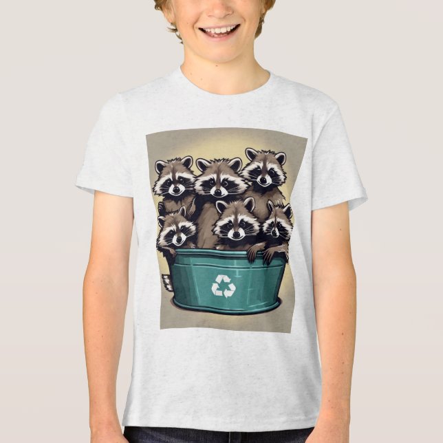 Camiseta Triblenda Trash Pandas: Maestros de los Munchies de Medianoc (Anverso)