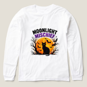 Camiseta Triblenda Travesura a la luz de la luna Gato negro Otoño Hal
