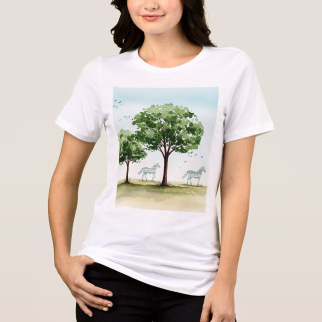 Camiseta Triblenda Trees and two horse silhouettes (Anverso)