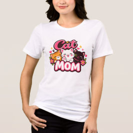 Camiseta Triblenda Trendy Cat Mom T-Shirt | Cute Colorful Cats Shirt
