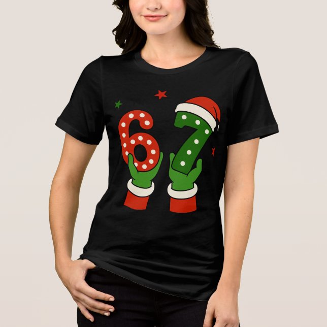 Camiseta Triblenda Trendy "Six Seven" Candy Cane Christmas (Anverso)