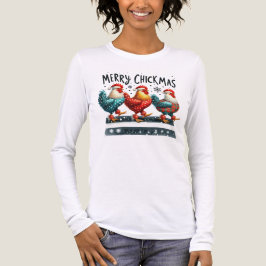 CAMISETA TRIBLENDA TRES ADORABLES GALLLOS DE NAVIDAD