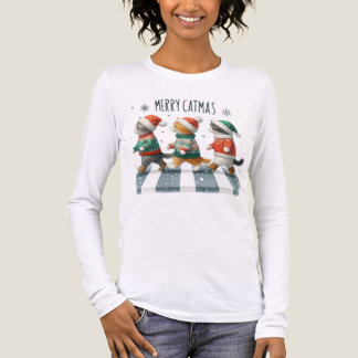 CAMISETA TRIBLENDA TRES ADORABLES GATOS FELICES DE LA NAVIDAD FELINA