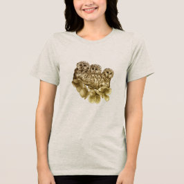 Camiseta Triblenda Tres búhos y rama de árbol