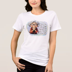Camiseta Triblenda Tres etapas hacia la vejez con anciana de cabello