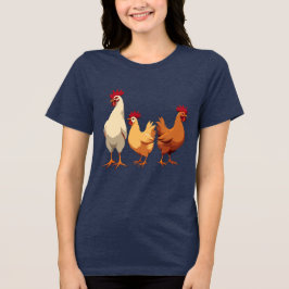 Camiseta Triblenda Tres gallinas francesas recortadas al estilo de pl