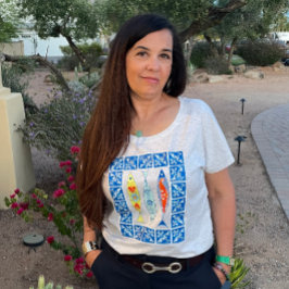 Camiseta Triblenda Tres sardinas + mosaico azul