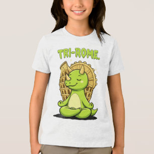 Camiseta Triblenda Tri-Roma Zen Triceratops: Yoga de dinosaurio lindo