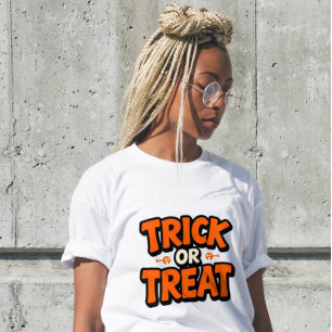 Camiseta Triblenda Trick or Treat Script Moderno para Mujer en Hallow