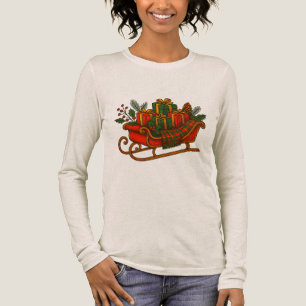 Camiseta Triblenda Trineo de Navidad Vintage con Regalos