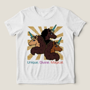 Camiseta Triblenda Trío Afro Unicornio: único, divino y mágico