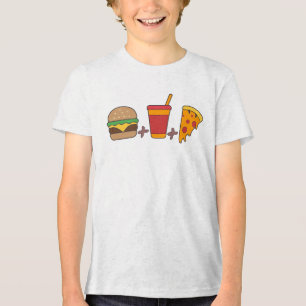 Camiseta Triblenda Trío de comida rápida: hamburguesa, refresco, porc