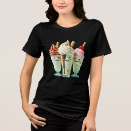 Camiseta Triblenda Trío de helados Kawaii Personajes de postres lindo