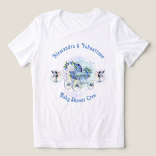 Camiseta Triblenda Tripulación de Baby Shower Azulada Caprichosa 