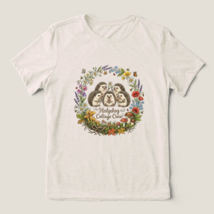 Camiseta Triblenda Tripulación de la Cabaña del Erizo Corona Floral F