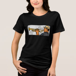 Camiseta Triblenda Trompetista Retro Trompeta Música Jazz