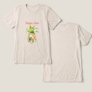 Camiseta Triblenda Tropical Pineapple Floral Happy Vibes