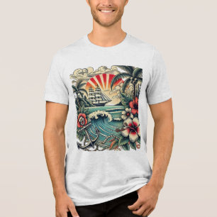 Camiseta Triblenda Trópico Tattoo Art Beach Paradise T-Shirt