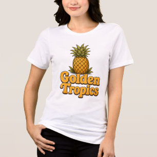 Camiseta Triblenda Trópicos Dorados Gráfico Retro Piña