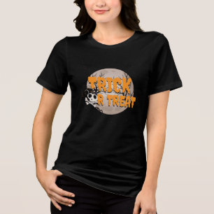 Camiseta Triblenda Truco o trato gato negro y calavera Halloween