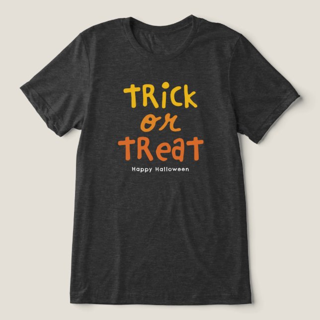Camiseta Triblenda Truco o vístete naranja negro lindo Halloween (Diseño delantero )