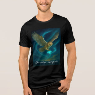 Camiseta Triblenda Turquesa de Diciembre - Lechuza Celeste