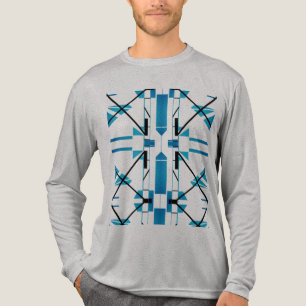 Camiseta Triblenda Turquesa Líneas Simétricas Abstractas Formas