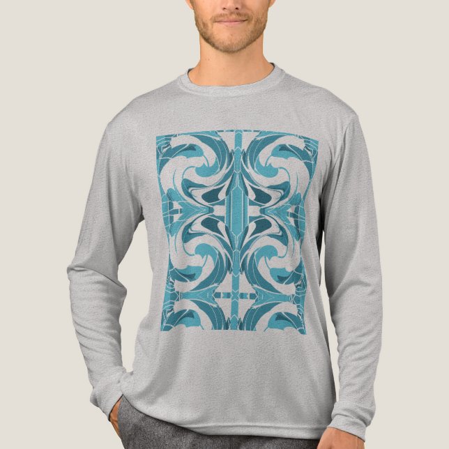 Camiseta Triblenda Turquoise Aqua Swirling Mosaic Mediterráneo Aspect (Anverso)