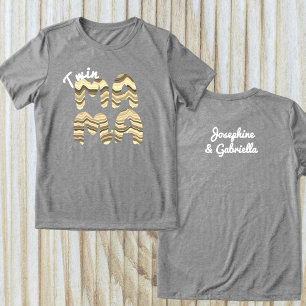 Camiseta Triblenda Twin Mama Personalizado Kids Nombres de tipografía