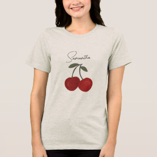 Camiseta Triblenda Two Red Cherries Illustration | Cute Fruit Art 