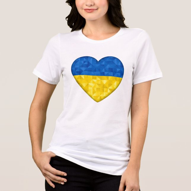 Camiseta Triblenda Ukrainian flag. Love to Ukraine. Support. Heart. (Anverso)